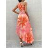 imageMakeMeChic Womens Casual Striped Cut Out One Shoulder Sleeveless High Waist Summer A Line Maxi DressesOrange a
