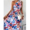 imageMakeMeChic Womens Casual Striped Cut Out One Shoulder Sleeveless High Waist Summer A Line Maxi DressesRed and Blue