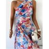 imageMakeMeChic Womens Casual Striped Cut Out One Shoulder Sleeveless High Waist Summer A Line Maxi DressesRed and Blue