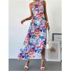 imageMakeMeChic Womens Casual Striped Cut Out One Shoulder Sleeveless High Waist Summer A Line Maxi DressesRed and Blue
