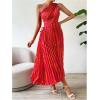 imageMakeMeChic Womens Casual Striped Cut Out One Shoulder Sleeveless High Waist Summer A Line Maxi DressesStriped Orange
