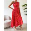 imageMakeMeChic Womens Casual Striped Cut Out One Shoulder Sleeveless High Waist Summer A Line Maxi DressesStriped Orange