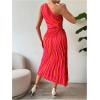 imageMakeMeChic Womens Casual Striped Cut Out One Shoulder Sleeveless High Waist Summer A Line Maxi DressesStriped Orange