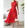 imageMakeMeChic Womens Casual Striped Cut Out One Shoulder Sleeveless High Waist Summer A Line Maxi DressesStriped Orange