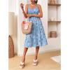 imageMakeMeChic Womens Cherry Gingham Cami Dress Spaghetti Strap Ruffle Tiered Summer Midi DressesBlue