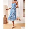 imageMakeMeChic Womens Cherry Gingham Cami Dress Spaghetti Strap Ruffle Tiered Summer Midi DressesBlue