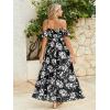 imageMakeMeChic Womens Floral Maxi Dress Cold Shoulder Split Thigh Belted A Line Long Summer DressBlack and White