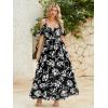 imageMakeMeChic Womens Floral Maxi Dress Cold Shoulder Split Thigh Belted A Line Long Summer DressBlack and White