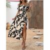 imageMakeMeChic Womens Floral Print Boho Dress Off Shoulder Shirred Split Thigh Midi Long DressesEmulticolor