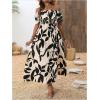 imageMakeMeChic Womens Floral Print Boho Dress Off Shoulder Shirred Split Thigh Midi Long DressesEmulticolor