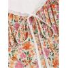 imageMakeMeChic Womens Floral Print Lace Trim A Line Dress Shirred Ruched Bust Summer Midi DressMulticolor