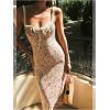 imageMakeMeChic Womens Floral Print Lace Trim A Line Dress Shirred Ruched Bust Summer Midi DressMulticolor
