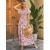 imageMakeMeChic Womens Floral Print Layered Short Sleeve Square Neck Ruffle High Waist A Line Summer Long DressRed B