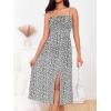 imageMakeMeChic Womens Floral Summer Dress Spaghetti Strap Tie Front Split Cami Midi DressBlack Aa