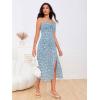 imageMakeMeChic Womens Floral Summer Dress Spaghetti Strap Tie Front Split Cami Midi DressBlue Aa