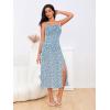 imageMakeMeChic Womens Floral Summer Dress Spaghetti Strap Tie Front Split Cami Midi DressBlue Aa
