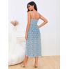 imageMakeMeChic Womens Floral Summer Dress Spaghetti Strap Tie Front Split Cami Midi DressBlue Aa