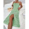 imageMakeMeChic Womens Floral Summer Dress Spaghetti Strap Tie Front Split Cami Midi DressGreen