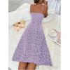 imageMakeMeChic Womens Floral Summer Dress Spaghetti Strap Tie Front Split Cami Midi DressPurple