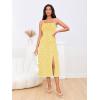 imageMakeMeChic Womens Floral Summer Dress Spaghetti Strap Tie Front Split Cami Midi DressYellow