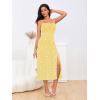 imageMakeMeChic Womens Floral Summer Dress Spaghetti Strap Tie Front Split Cami Midi DressYellow