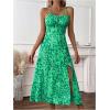 imageMakeMeChic Womens Leopard Print Sleeveless Summer Dress Spaghetti Strap Split Midi Cami SundressesGreen