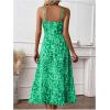 imageMakeMeChic Womens Leopard Print Sleeveless Summer Dress Spaghetti Strap Split Midi Cami SundressesGreen