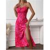 imageMakeMeChic Womens Leopard Print Sleeveless Summer Dress Spaghetti Strap Split Midi Cami SundressesPink