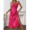 imageMakeMeChic Womens Leopard Print Sleeveless Summer Dress Spaghetti Strap Split Midi Cami SundressesPink