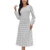 imageMakeMeChic Womens Polka Dots Dress Long Sleeve High Waist A Line Midi DressesBlack and White