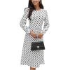 imageMakeMeChic Womens Polka Dots Dress Long Sleeve High Waist A Line Midi DressesBlack and White
