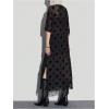 imageMakeMeChic Womens Star Pattern Mesh Sheer Midi Dress Half Sleeve Round Neck Slit Hem Tee DressesBlack