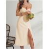 imageMakeMeChic Womens Tie Back Summer Dress Sleeveless Split Thigh Spaghetti Strap Midi Cami DressApricot