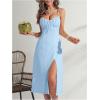 imageMakeMeChic Womens Tie Back Summer Dress Sleeveless Split Thigh Spaghetti Strap Midi Cami DressLight Blue