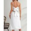 imageMakeMeChic Womens Tie Back Summer Dress Sleeveless Split Thigh Spaghetti Strap Midi Cami DressWhite