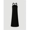 imageMakeMeChic Womens Twist Knot Sleeveless Halter Cami Dress Loose Long Maxi Sun DressBlack