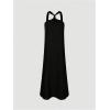 imageMakeMeChic Womens Twist Knot Sleeveless Halter Cami Dress Loose Long Maxi Sun DressBlack