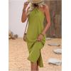 imageMakeMeChic Womens Twist Knot Sleeveless Halter Cami Dress Loose Long Maxi Sun DressGreen