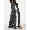 imageMakeMeChic Womens Womens Leopard Pants Side Stripe Cheetah Print Sweatpants Y2K Elastic Waist Straight Leg PantsGrey