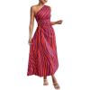 imageMakeMeChic Womens Casual Striped Cut Out One Shoulder Sleeveless High Waist Summer A Line Maxi DressesMulti a