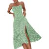 imageMakeMeChic Womens Floral Summer Dress Spaghetti Strap Tie Front Split Cami Midi DressGreen