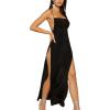 imageMakeMeChic Womens Sexy Tie Backless High Slit Formal Cocktail Dress Cami Maxi Party DressBlack