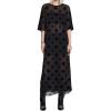 imageMakeMeChic Womens Star Pattern Mesh Sheer Midi Dress Half Sleeve Round Neck Slit Hem Tee DressesBlack