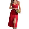 imageMakeMeChic Womens Tie Back Summer Dress Sleeveless Split Thigh Spaghetti Strap Midi Cami DressRed