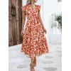 imageMakeMeChic Womens Casual Floral Print Belted High Waisted A Line Layered Dress Ruffle Cap Sleeve Maxi Long DressOrange
