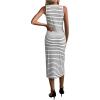 imageMakeMeChic Womens Casual Striped Twist Front Split Thigh Round Neck Sleeveless Summer Tank DressesBlack and White