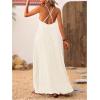 imageMakeMeChic Womens Summer Blue and White Floral Dress Boho Backless Maxi Sundress Spaghetti Strap Flowy DressApricot