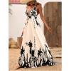 imageMakeMeChic Womens Summer Blue and White Floral Dress Boho Backless Maxi Sundress Spaghetti Strap Flowy DressApricot B