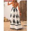imageMakeMeChic Womens Summer Blue and White Floral Dress Boho Backless Maxi Sundress Spaghetti Strap Flowy DressApricot C