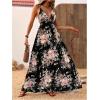 imageMakeMeChic Womens Summer Blue and White Floral Dress Boho Backless Maxi Sundress Spaghetti Strap Flowy DressBlack